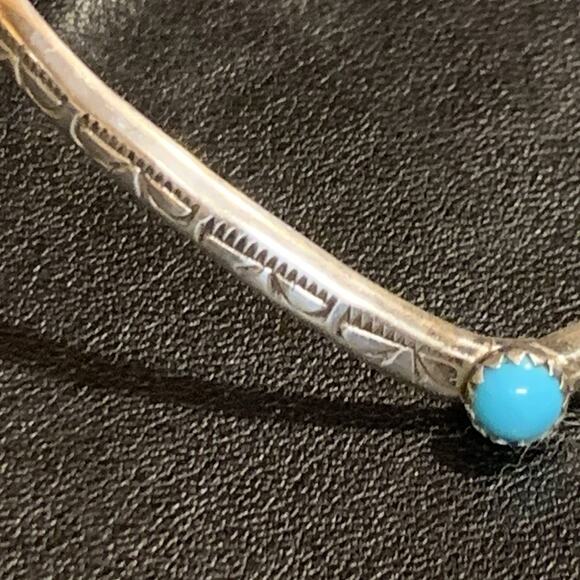 Handmade Sterling Silver Cuff Bracelet w/ Sleeping Beauty Turq & Engraved by DCC - Picture 3 of 9